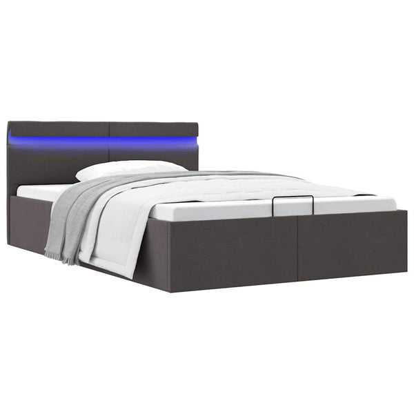 vidaXL Hydraulic Storage Bed with LED Dark Grey Fabric 120x200 cm