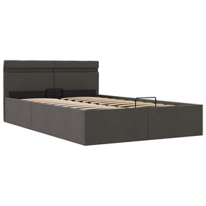 vidaXL Storage Bed with Hydraulic LED Dark Grey Fabric 140x200 cm