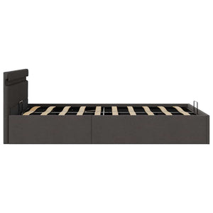 vidaXL Storage Bed with Hydraulic LED Dark Grey Fabric 140x200 cm