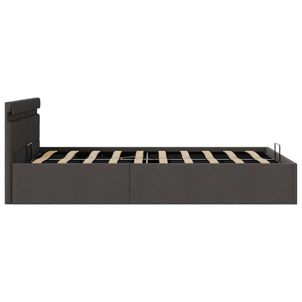 vidaXL Storage Bed with Hydraulic LED Dark Grey Fabric 140x200 cm