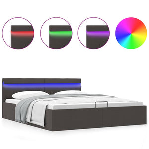 vidaXL Hydraulic Storage Bed with LED Dark Grey Fabric 160x200 cm