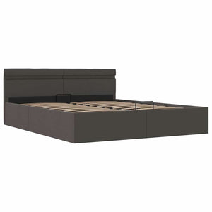 vidaXL Hydraulic Storage Bed with LED Dark Grey Fabric 160x200 cm