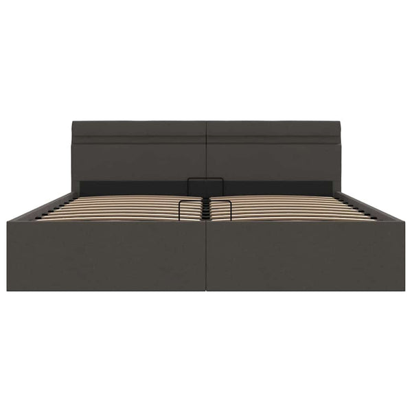 vidaXL Hydraulic Storage Bed with LED Dark Grey Fabric 160x200 cm