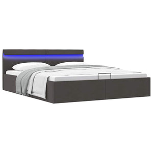 vidaXL Hydraulic Storage Bed with LED Dark Grey Fabric 160x200 cm