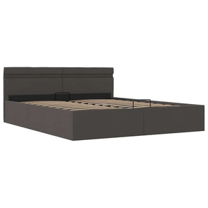 vidaXL Hydraulic Storage Bed with LED Dark Gray Fabric 180x200 cm