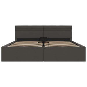 vidaXL Hydraulic Storage Bed with LED Dark Gray Fabric 180x200 cm
