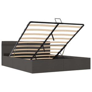 vidaXL Hydraulic Storage Bed with LED Dark Gray Fabric 180x200 cm
