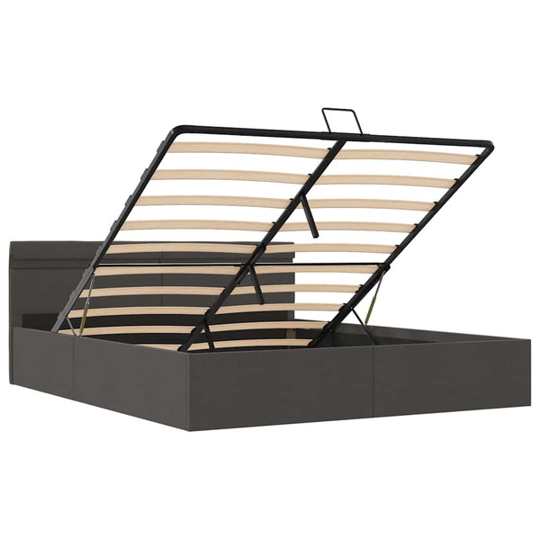 vidaXL Hydraulic Storage Bed with LED Dark Gray Fabric 180x200 cm