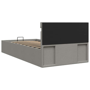 vidaXL Fabric Upholstered Hydraulic LED Bed with Storage Light Grey 90x200 cm