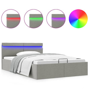 vidaXL Bed with Storage Hydraulic LED Light Gray Fabric 120x200 cm