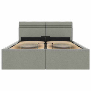 vidaXL Bed with Storage Hydraulic LED Light Gray Fabric 120x200 cm