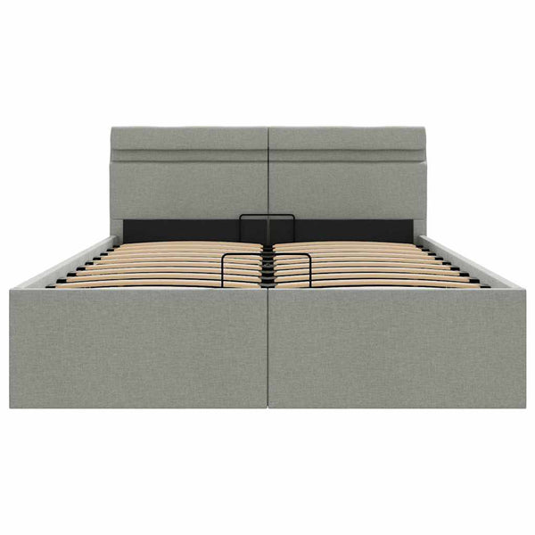 vidaXL Bed with Storage Hydraulic LED Light Gray Fabric 120x200 cm