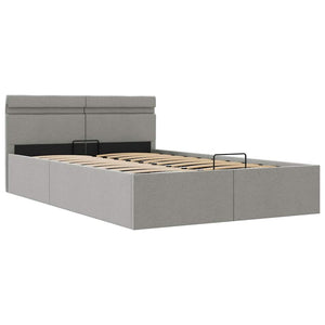 vidaXL Bed with Storage Hydraulic LED Light Grey Fabric 140x200 cm