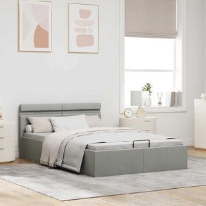 vidaXL Bed with Storage Hydraulic LED Light Grey Fabric 140x200 cm
