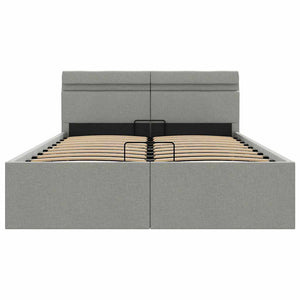 vidaXL Bed with Storage Hydraulic LED Light Grey Fabric 140x200 cm