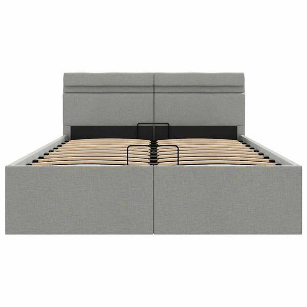 vidaXL Bed with Storage Hydraulic LED Light Grey Fabric 140x200 cm