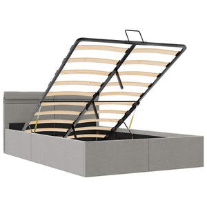 vidaXL Bed with Storage Hydraulic LED Light Grey Fabric 140x200 cm