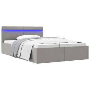vidaXL Bed with Storage Hydraulic LED Light Grey Fabric 140x200 cm