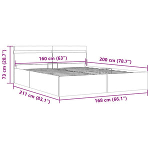 vidaXL Ottoman Bed Hydraulic LED Light Grey Fabric 160x200 cm