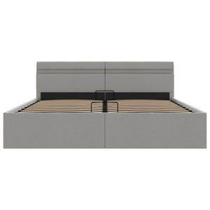 vidaXL Ottoman Bed Hydraulic LED Light Grey Fabric 160x200 cm