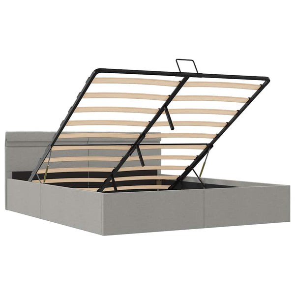 vidaXL Ottoman Bed Hydraulic LED Light Grey Fabric 160x200 cm