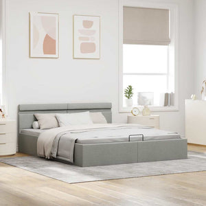 vidaXL Bed with Storage Hydraulic LED Light Gray Fabric 180x200 cm