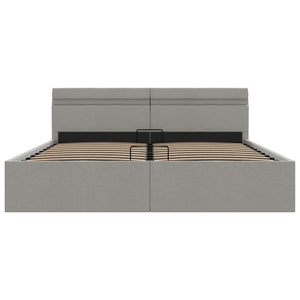 vidaXL Bed with Storage Hydraulic LED Light Gray Fabric 180x200 cm