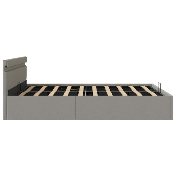 vidaXL Bed with Storage Hydraulic LED Light Gray Fabric 180x200 cm