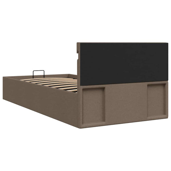 vidaXL Hydraulic Ottoman Bed with LED Taupe Fabric 90x200 cm