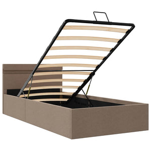 vidaXL Hydraulic Ottoman Bed with LED Taupe Fabric 90x200 cm