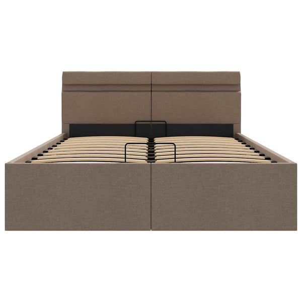 vidaXL Bed with Storage Hydraulic with LED Taupe Fabric 120x200 cm