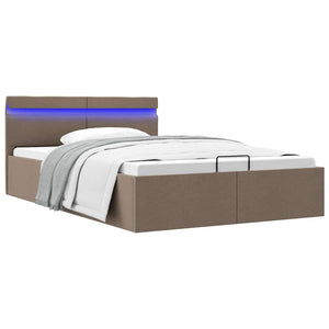 vidaXL Bed with Storage Hydraulic with LED Taupe Fabric 120x200 cm