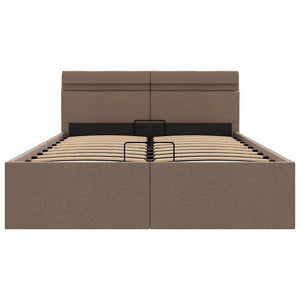 vidaXL Bed with Storage Hydraulic with LED Taupe Fabric 140x200 cm
