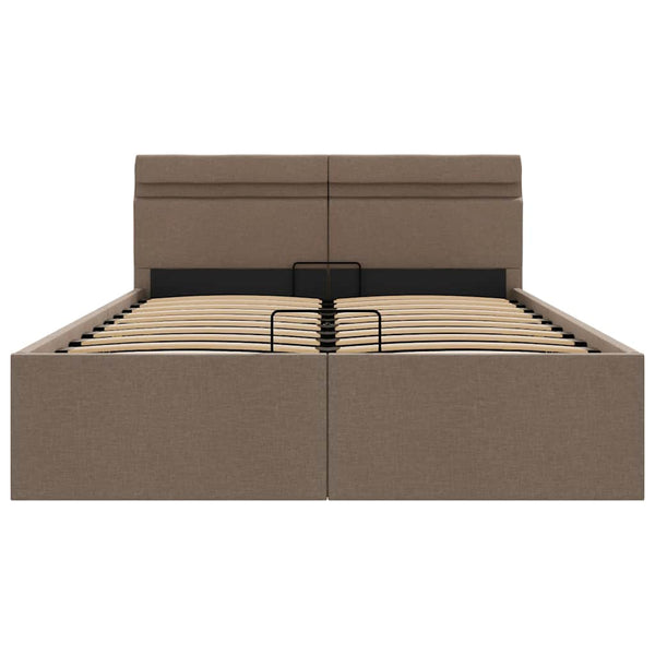 vidaXL Bed with Storage Hydraulic with LED Taupe Fabric 140x200 cm