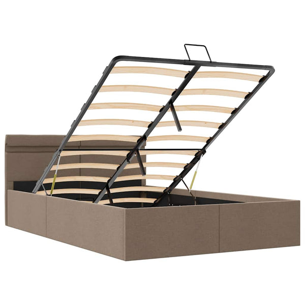 vidaXL Bed with Storage Hydraulic with LED Taupe Fabric 140x200 cm
