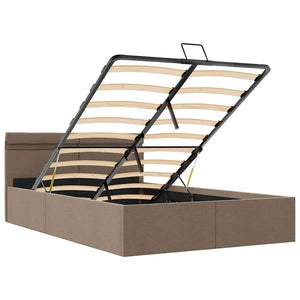 vidaXL Bed with Storage Hydraulic with LED Taupe Fabric 140x200 cm