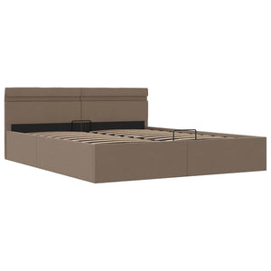 vidaXL Hydraulic Ottoman Bed with LED Taupe Fabric 160x200 cm