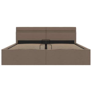 vidaXL Hydraulic Ottoman Bed with LED Taupe Fabric 160x200 cm