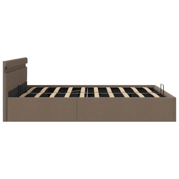 vidaXL Hydraulic Ottoman Bed with LED Taupe Fabric 160x200 cm