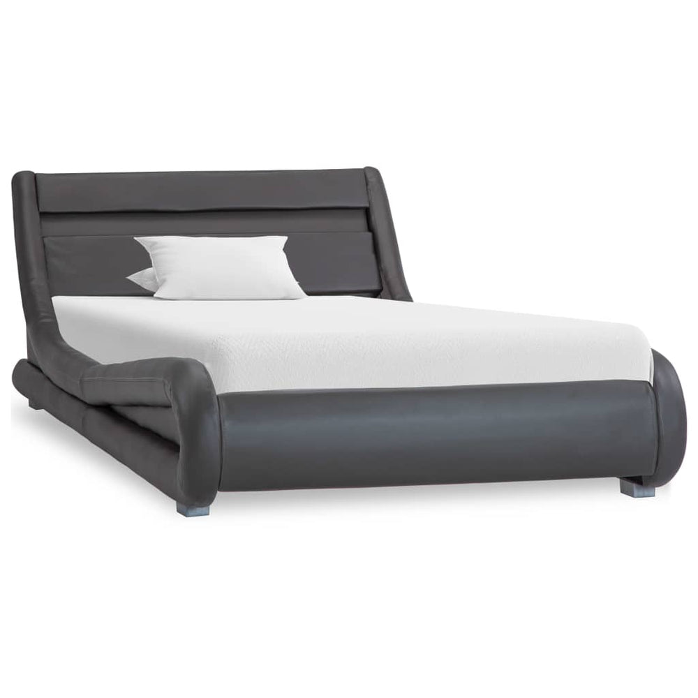 vidaXL Bed Frame with LED Grey Faux Leather 100 x 200 cm