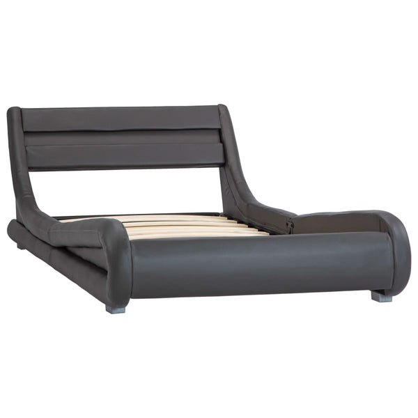 vidaXL Bed Frame with LED Grey Faux Leather 100 x 200 cm