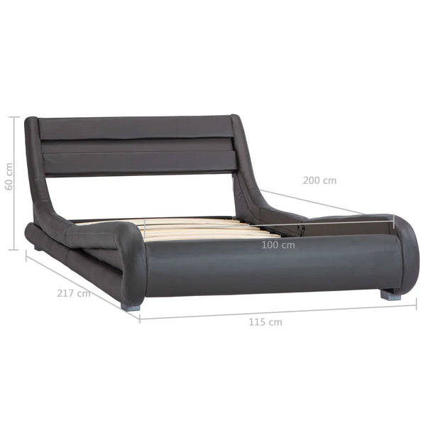 vidaXL Bed Frame with LED Grey Faux Leather 100 x 200 cm