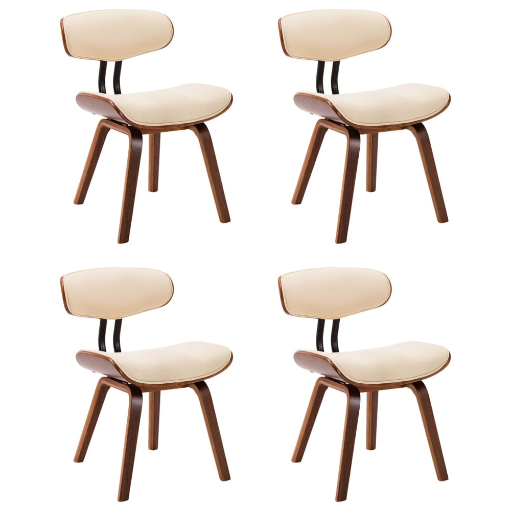 vidaXL Dining Chairs 4 pcs Cream Bentwood and Artificial Leather