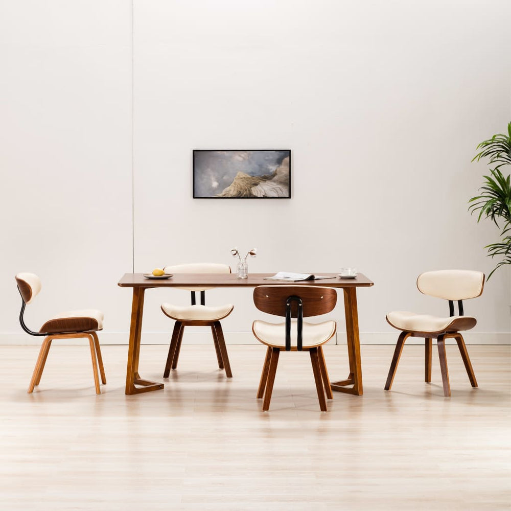 vidaXL Dining Chairs 4 pcs Cream Bentwood and Artificial Leather