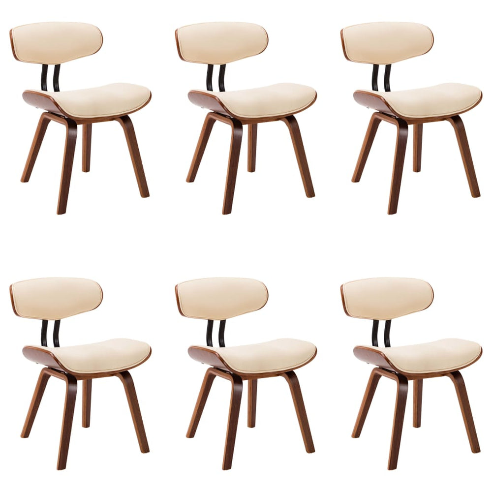 vidaXL Dining Chairs 6 pcs Cream Bentwood and Faux Leather