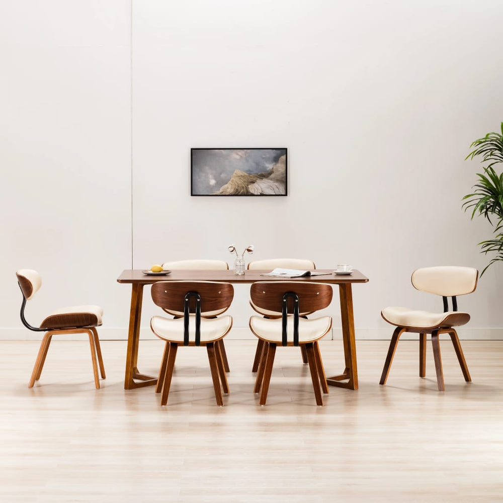 vidaXL Dining Chairs 6 pcs Cream Bentwood and Faux Leather