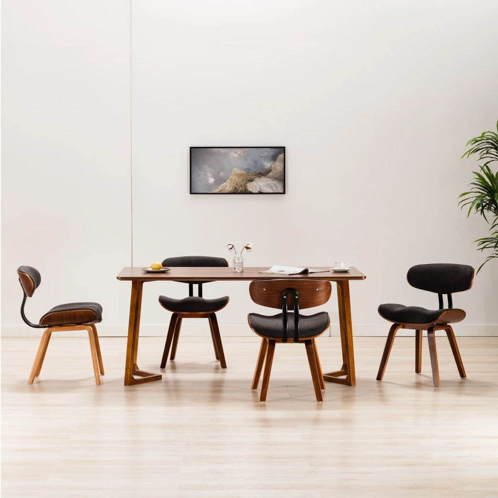 vidaXL Dining Chairs 4 pcs Grey Bentwood and Fabric