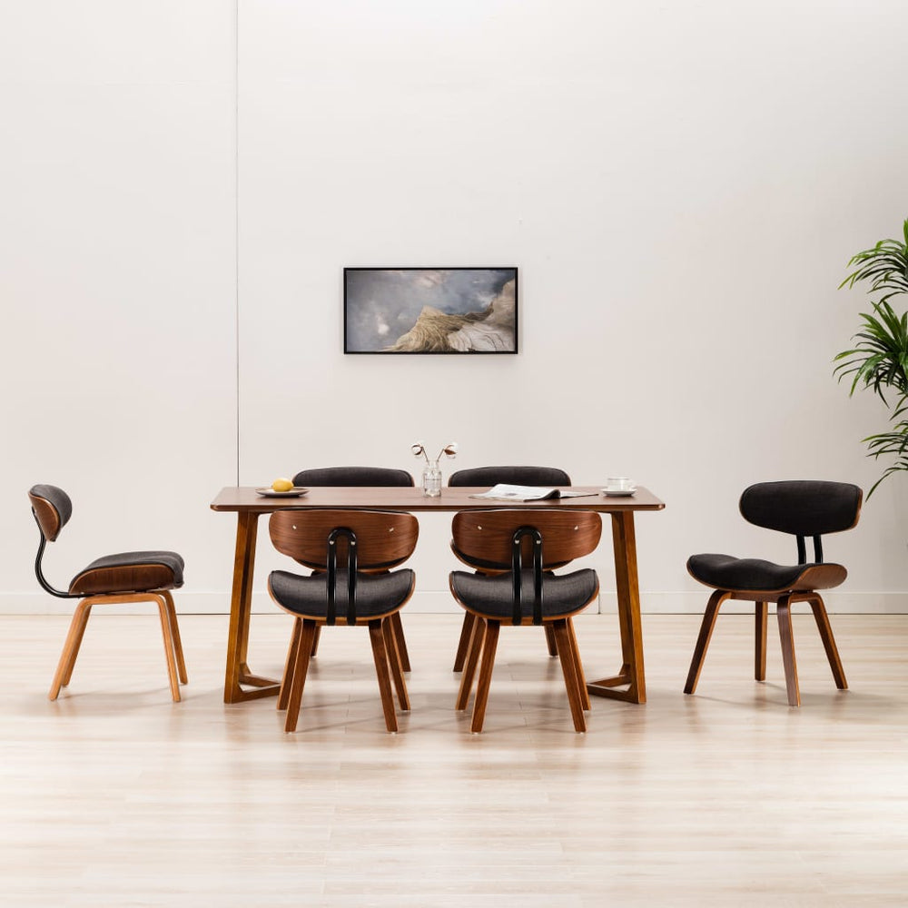 vidaXL Dining Chairs 6 pcs Grey Bentwood and Fabric