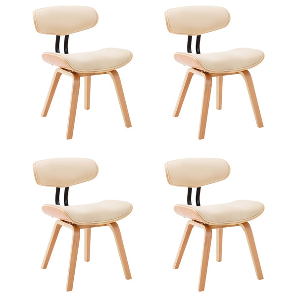 vidaXL Dining Chairs 4 pcs Cream Bentwood and Artificial Leather