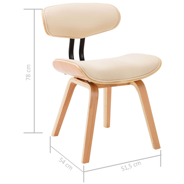 vidaXL Dining Chairs 4 pcs Cream Bentwood and Artificial Leather